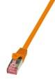LogiLink CQ2048S RJ45 Netzwerkkabel, Patchkabel CAT 6 S/FTP 1.50 m Orange Flammwidrig, mit Rastnasenschutz 1 St.