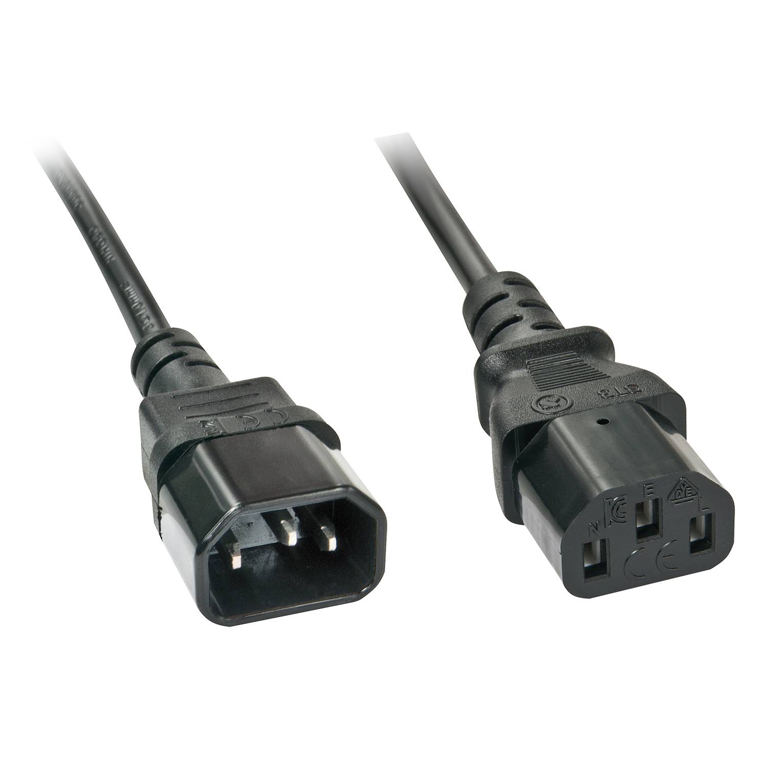LINDY Strom Verlängerungskabel Deluxe [1x Kaltgeräte-Stecker C13 - 1x Kaltgeräte-Buchse C14] 5.00m Schwarz