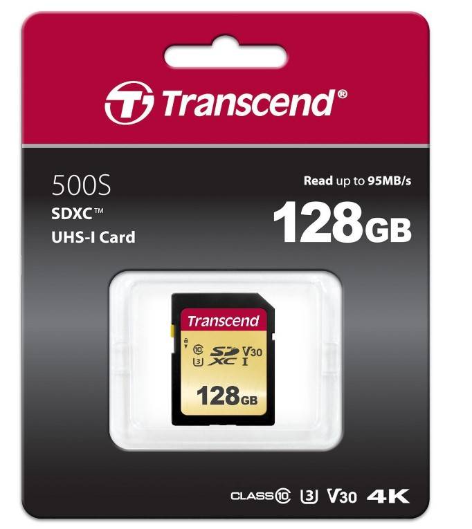 Transcend Premium 500S SDXC-Karte 128 GB Class 10, UHS-I, UHS-Class 3, v30 Video Speed Class
