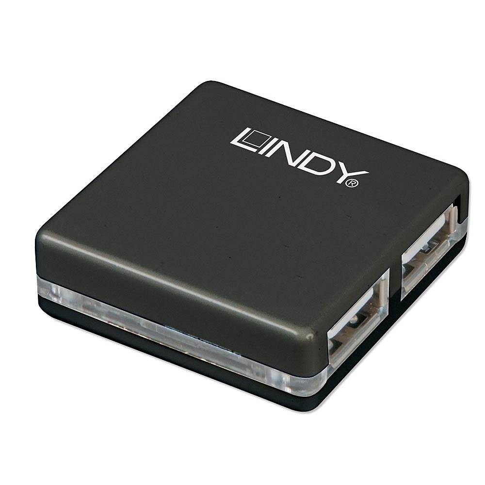 LINDY 42742 USB-Hub 4 Port USB-A USB 2.0 480MBit/s Schwarz 42742