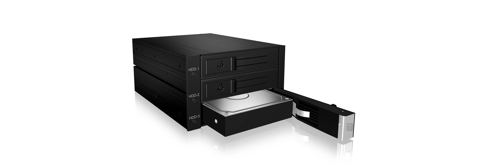 IB-563SSK, 2x 5,25" Schacht,3x 3,5" SATA oder SAS HDDs mit Schloss, 1x 60x60 mm Lüfter