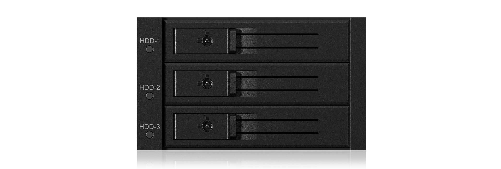 IB-563SSK, 2x 5,25" Schacht,3x 3,5" SATA oder SAS HDDs mit Schloss, 1x 60x60 mm Lüfter