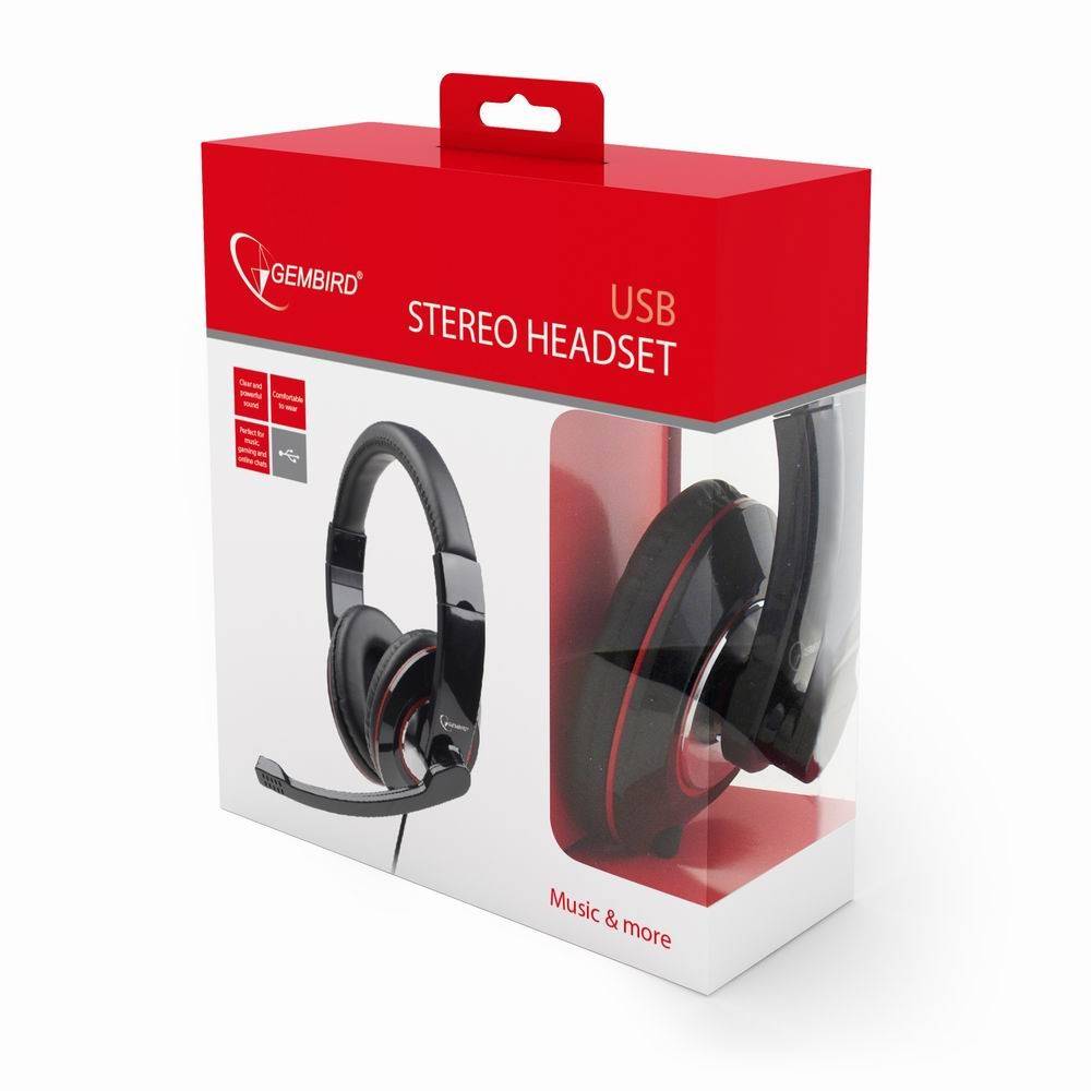 Gembird MHS-U-001 Computer Over Ear Headset kabelgebunden Schwarz Lautstärkeregelung, Mikrofon-Stummschaltung