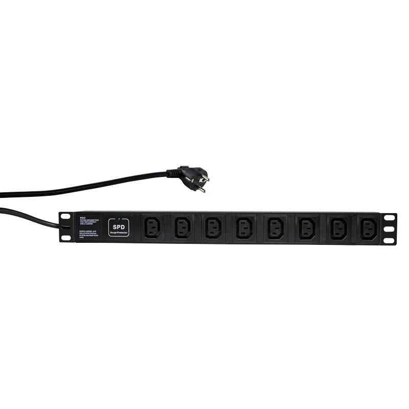 LogiLink PDU8A01 19 Zoll Netzwerkschrank-Steckdosenleiste 1 HE Kaltgeräte-Steckdose C13 10A Festeinbau, mit Schalter Schwarz