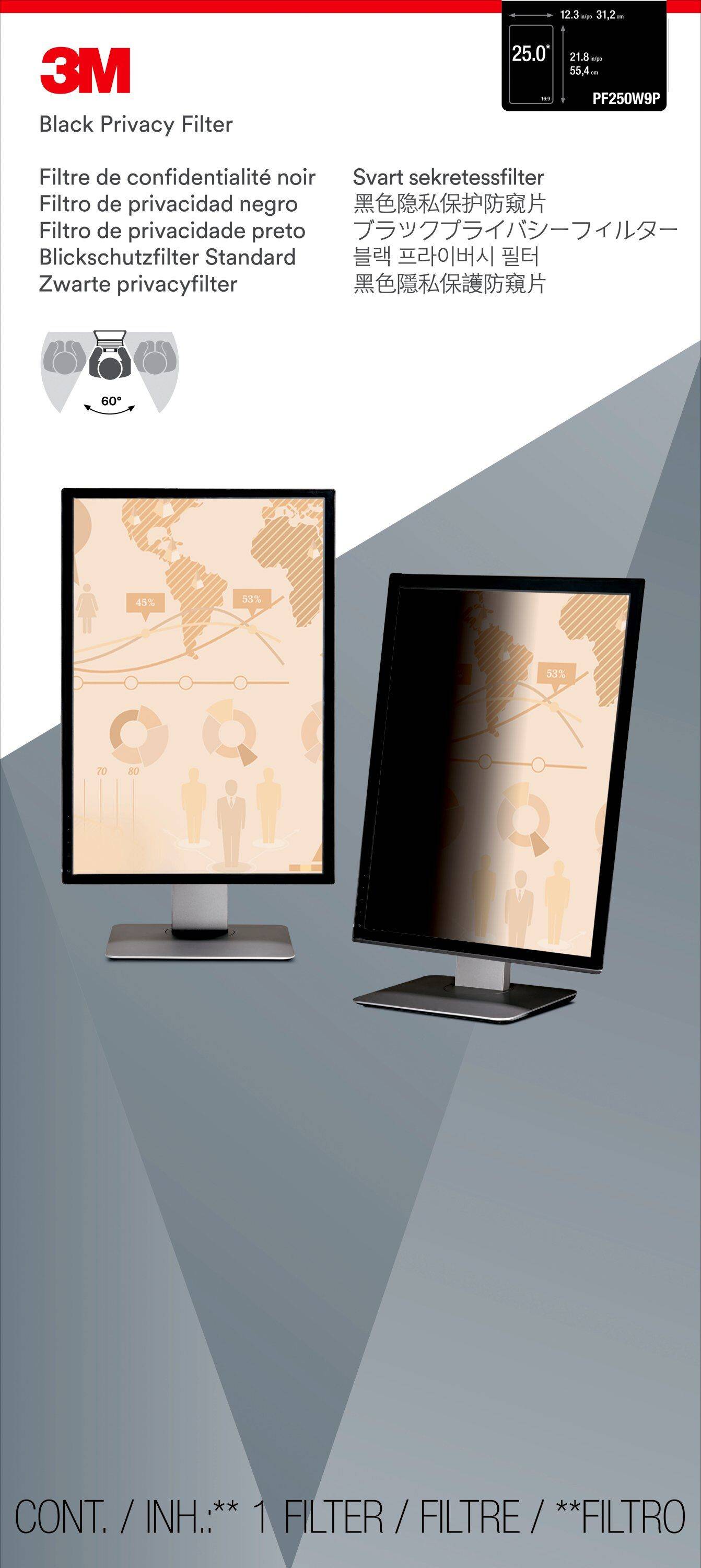 3M PF250W9P Blickschutzfolie Monitor 63,5cm (25") Bildformat: 16:9 Hochformat 7100142919 Universal
