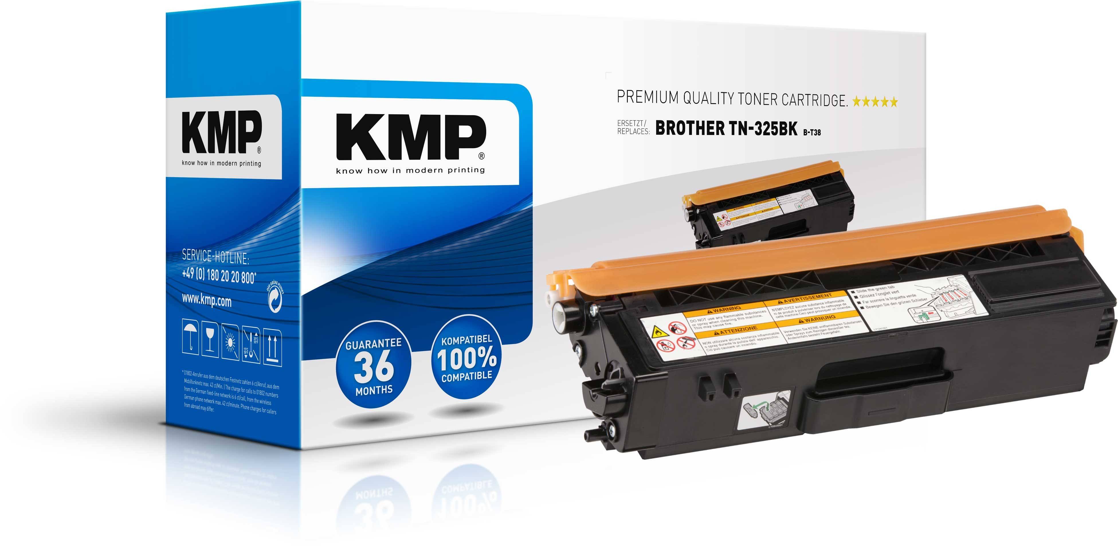 KMP Tonerkassette ersetzt Brother TN-325BK, TN325BK Kompatibel Schwarz 4000 Seiten B-T38