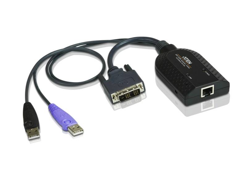 ATEN KVM Adapter [2x USB 2.0 Stecker A, DVI-D Stecker - 1x RJ45-Buchse] 0.20 m Schwarz