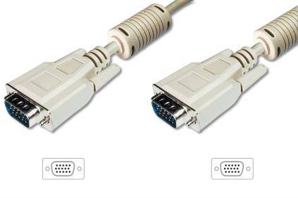Digitus VGA Anschlusskabel VGA 15pol. Stecker, VGA 15pol. Stecker 1.80 m Grau AK-310103-018-E schraubbar, mit Ferritkern VGA-Kabel