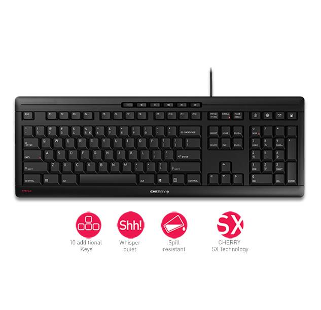 CHERRY Stream USB Tastatur Schweiz, QWERTZ Schwarz