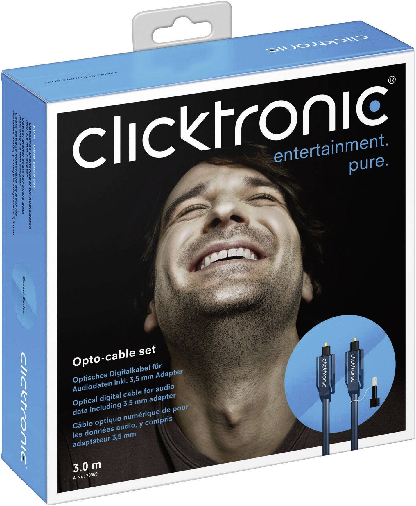 clicktronic 70368 Toslink Digital-Audio Anschlusskabel [1x Toslink-Stecker (ODT) - 1x Toslink-Stecker (ODT)] 2.00 m Blau