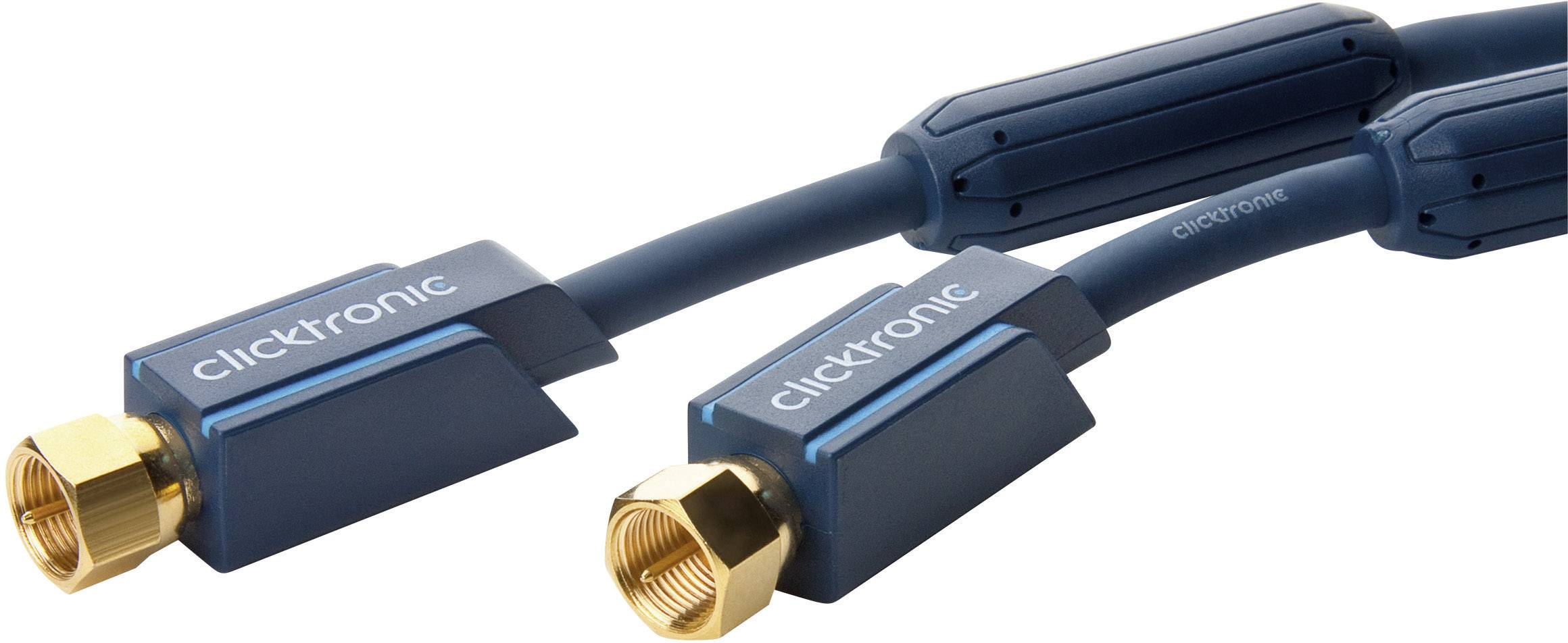 clicktronic SAT Anschlusskabel [1x F-Stecker - 1x F-Stecker] 2.00 m 95 dB vergoldete Steckkontakte, mit Ferritkern Blau