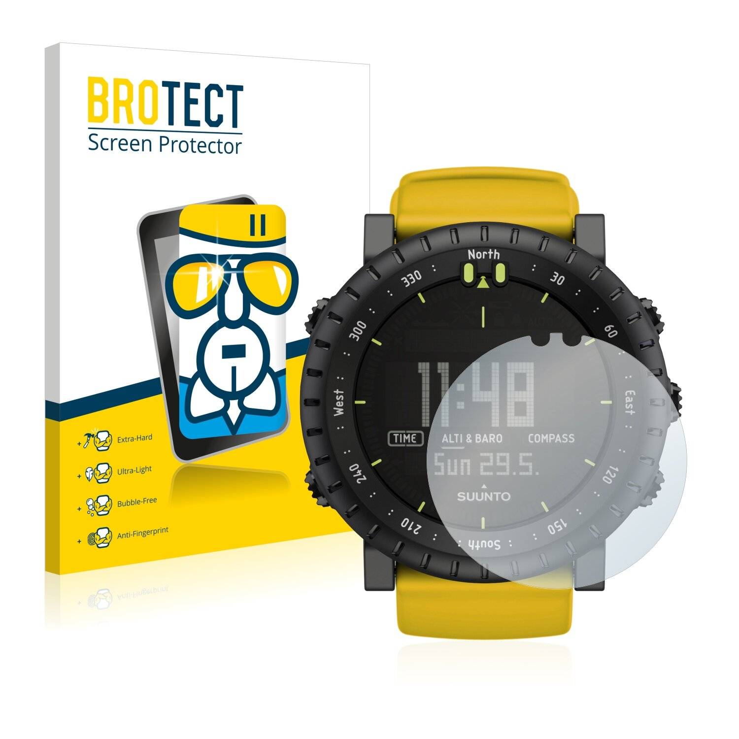 BROTECT AirGlass Flexible Schutz Glas Folie für Suunto Core Yellow Crush Klar Transparent