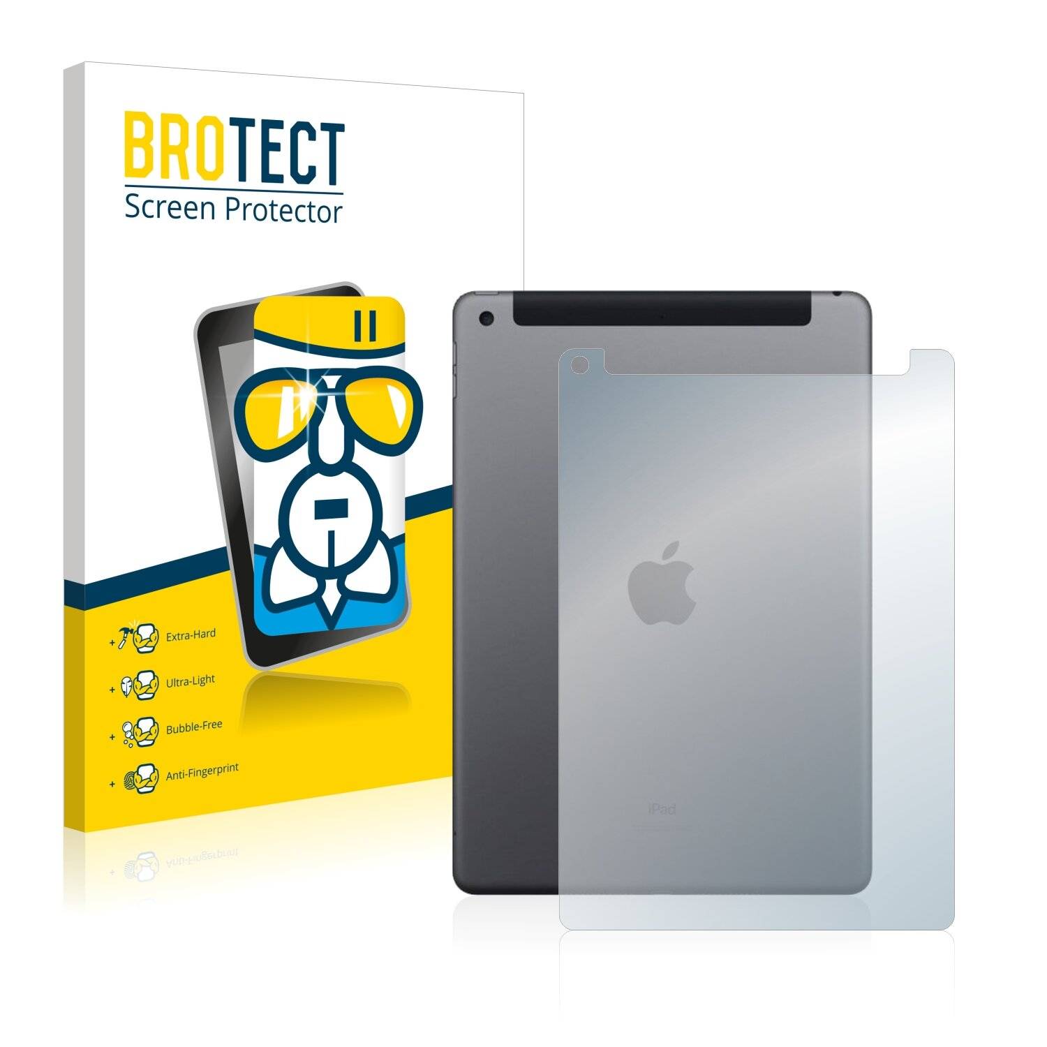 BROTECT AirGlass Schutzglas Folie für Apple iPad 10.2 WiFi Cellular 2019 (Rückseite, 7.