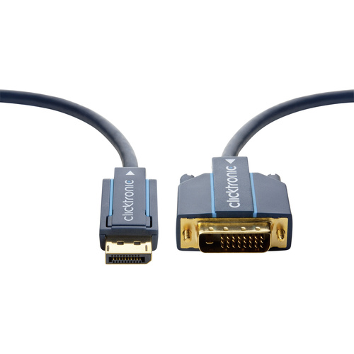 clicktronic DisplayPort / DVI Anschlusskabel  15.00 m Blau 70734 vergoldete Steckkontakte, schraubbar