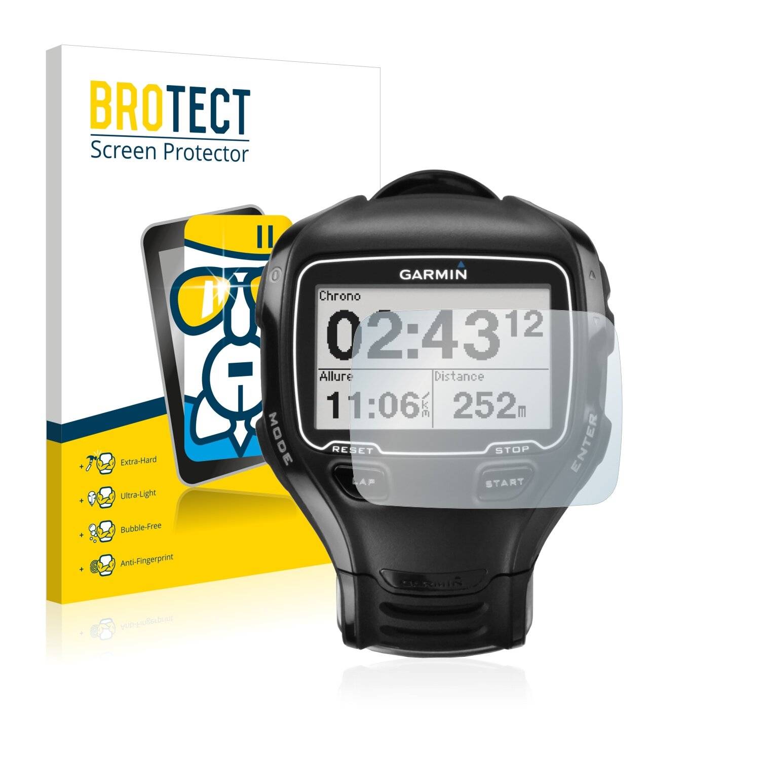 BROTECT AirGlass Flexible Schutz Glas Folie für Garmin Forerunner 910XT Klar Transparent