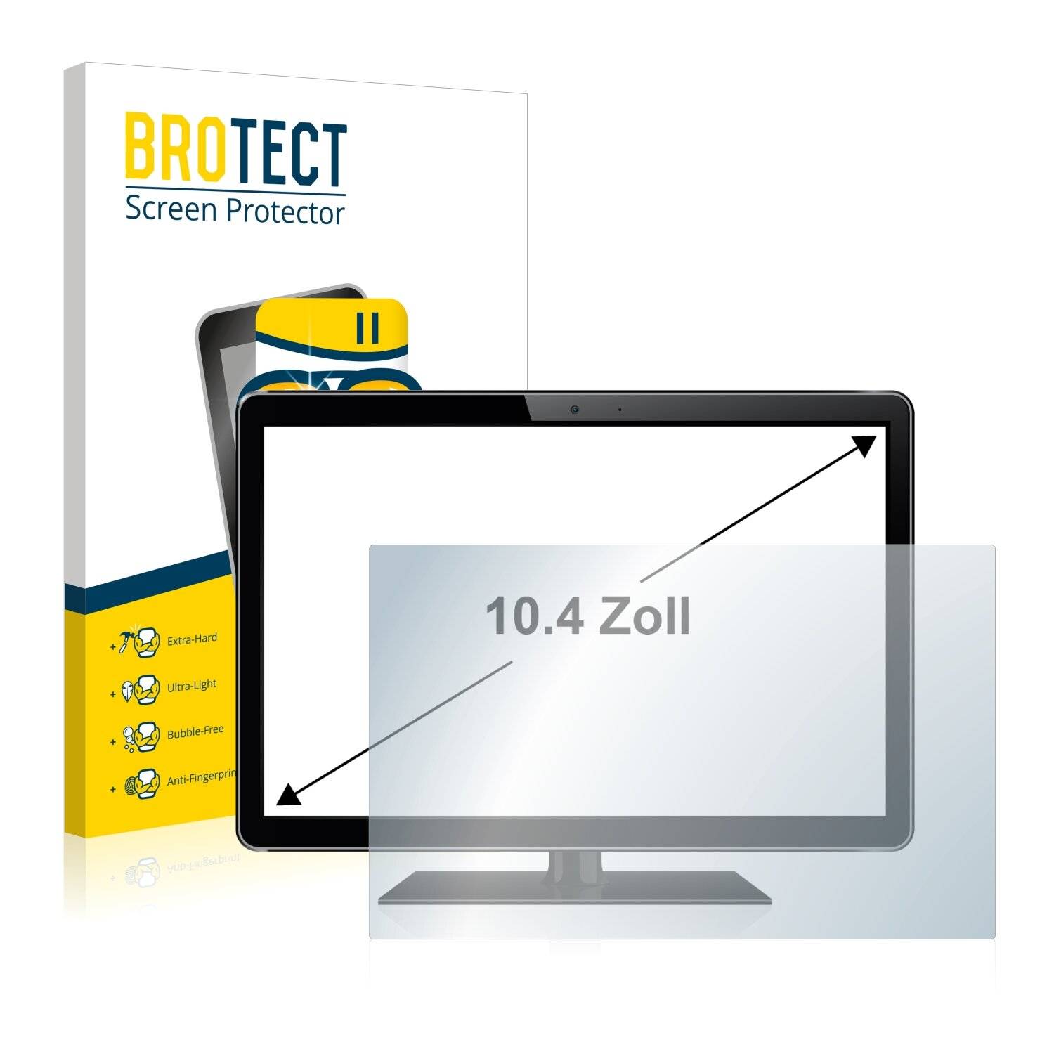 BROTECT AirGlass Glas Schutz-Folie für Kassensysteme mit 10.4 Zoll Displays [210 mm x 158 mm, 4:3] - Schutzglas