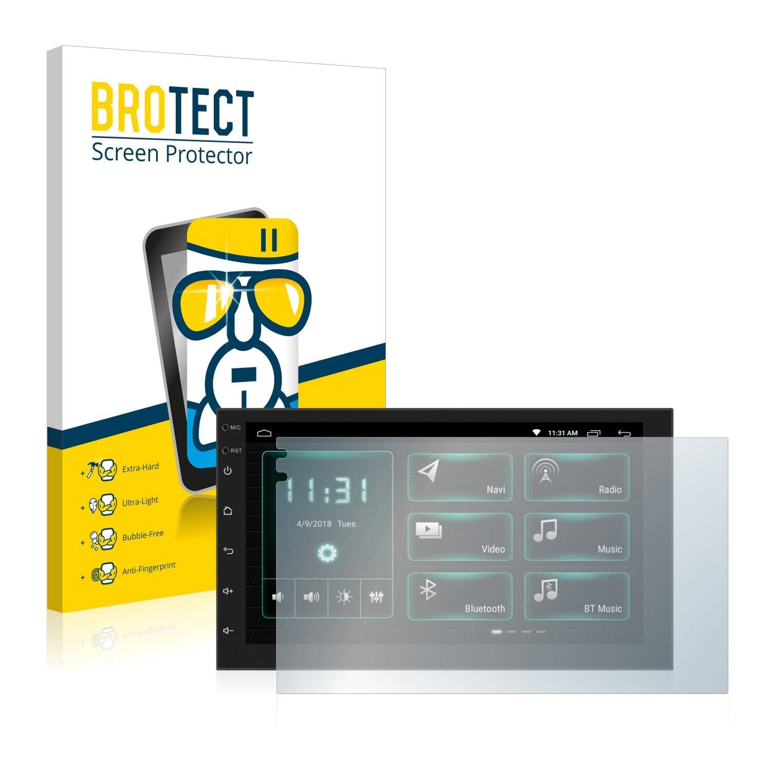 BROTECT AirGlass Flexible Schutz Glas Folie für Phonocar MediaStation 2Din Klar Transparent