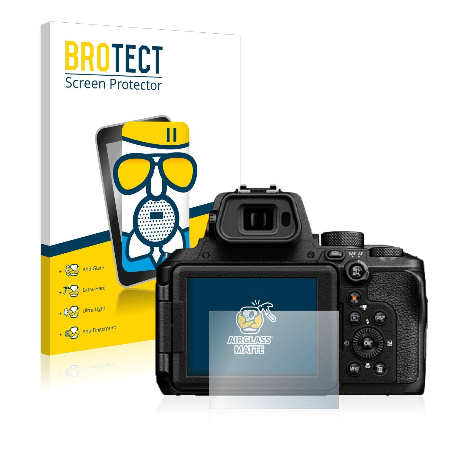 BROTECT AirGlass Flexible Schutz Glas Folie für Nikon Coolpix P950 Matt Entspiegelt