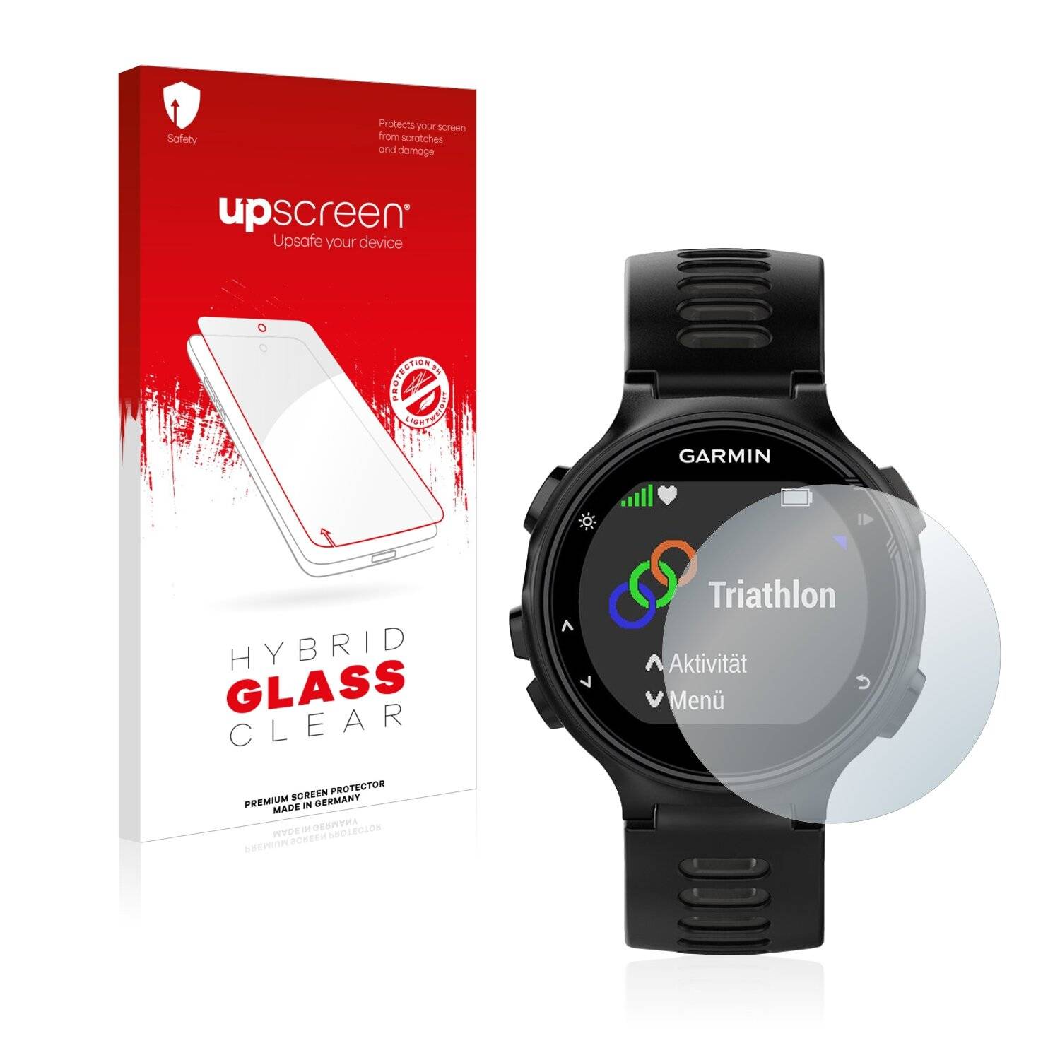 upscreen Hybrid Glass Clear Premium Schutzglas Folie für Garmin Forerunner
