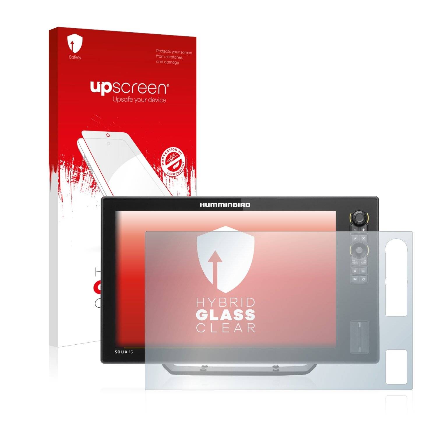 upscreen Hybrid Glass Clear Premium Schutzglas Folie für Humminbird Solix