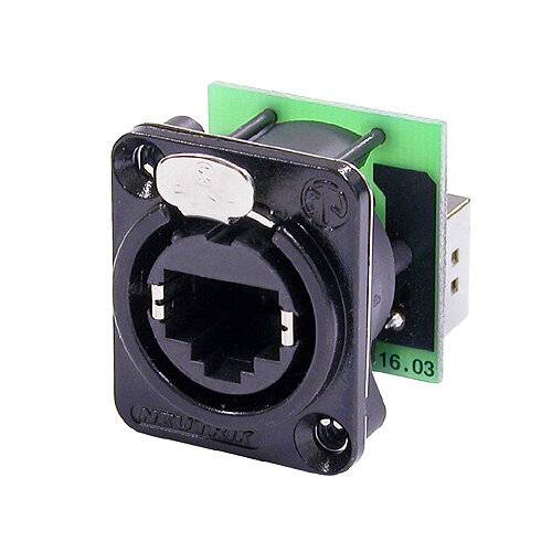 NEUTRIK® RJ45 CAT.5e, 8-pol , Metall-, Patch-Einbaubuchse, vergoldete(r) Kontakt(e), Type D, schwarz