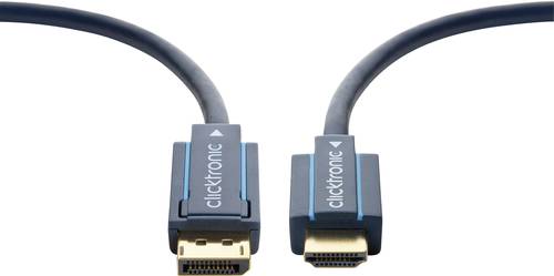 Clicktronic DisplayPort / HDMI Anschlusskabel 3.00m vergoldete Steckkontakte Blau [1x DisplayPort St