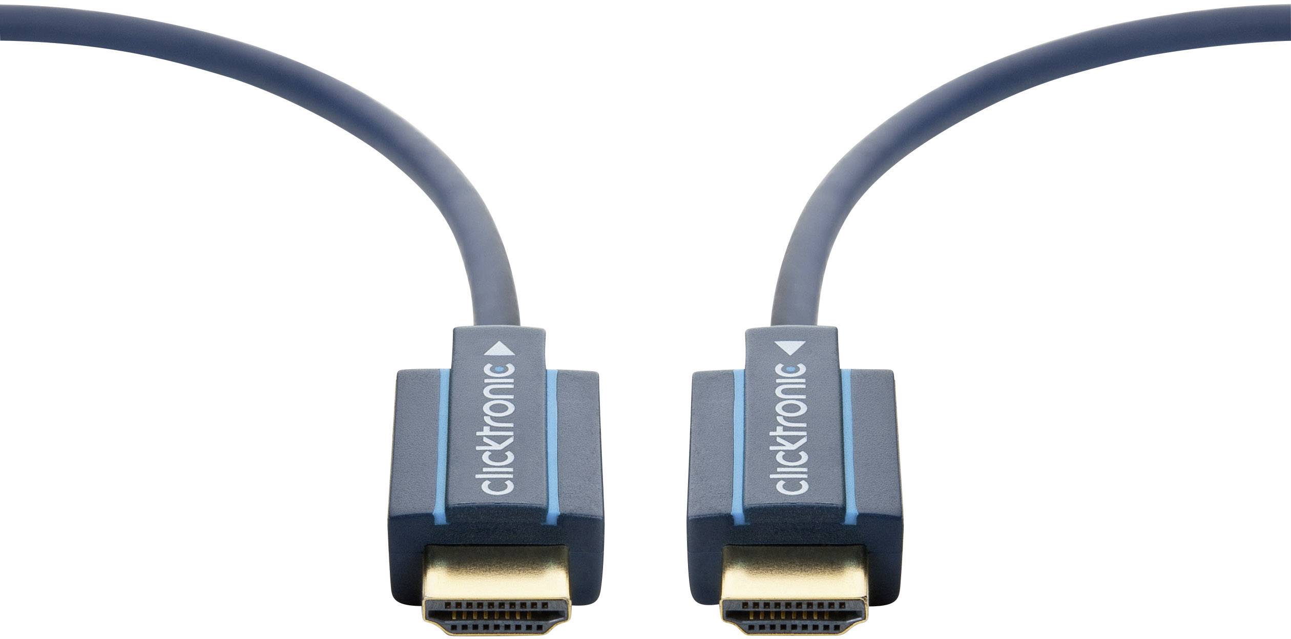 clicktronic HDMI Anschlusskabel 25.00 m Blau 70088 Audio Return Channel, vergoldete Steckkontakte