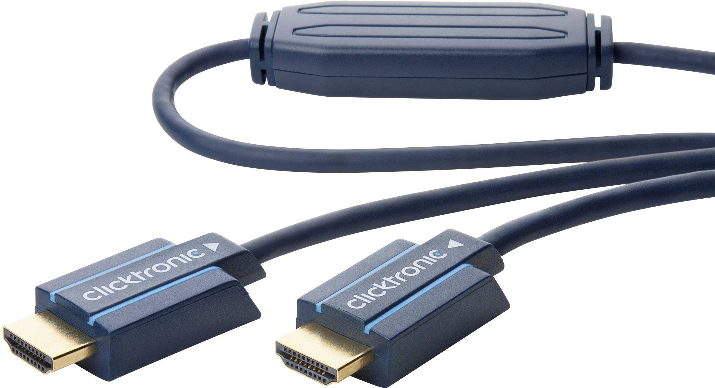 clicktronic HDMI Anschlusskabel 25.00 m Blau 70088 Audio Return Channel, vergoldete Steckkontakte