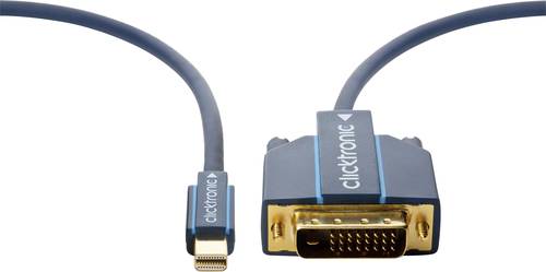Clicktronic DisplayPort / DVI Anschlusskabel 3.00m vergoldete Steckkontakte, schraubbar Blau [1x Min