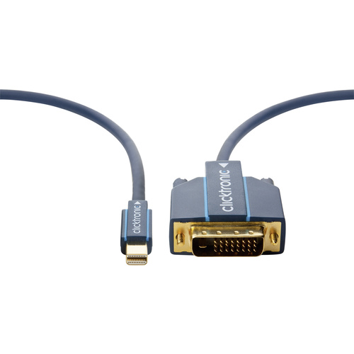 Clicktronic DisplayPort / DVI Anschlusskabel [1x Mini-DisplayPort Stecker - 1x DVI-Stecker 24+1pol.] 5m Blau