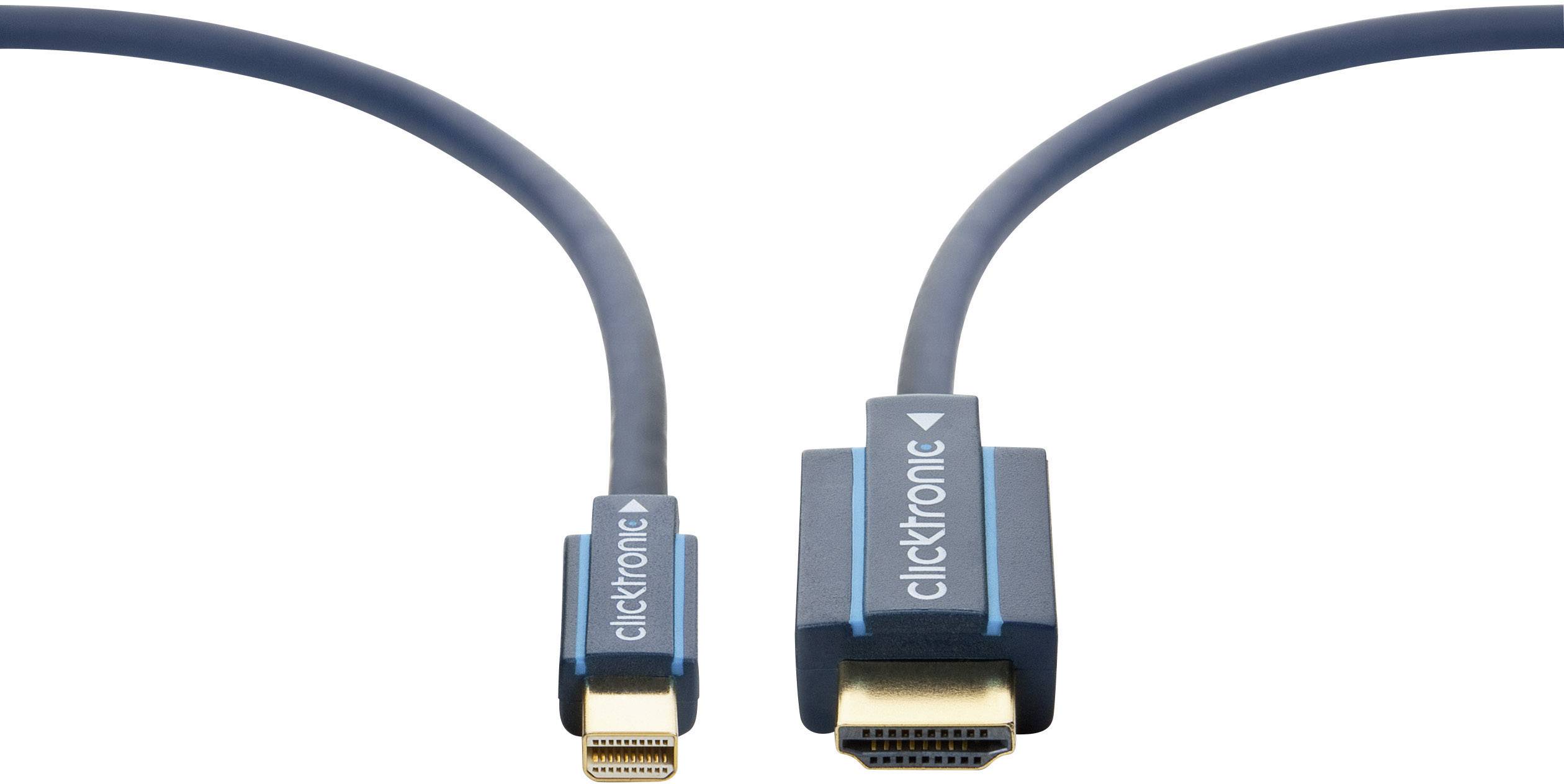 clicktronic DisplayPort / HDMI Anschlusskabel 1.00 m Blau 70742 vergoldete Steckkontakte DisplayPort-Kabel