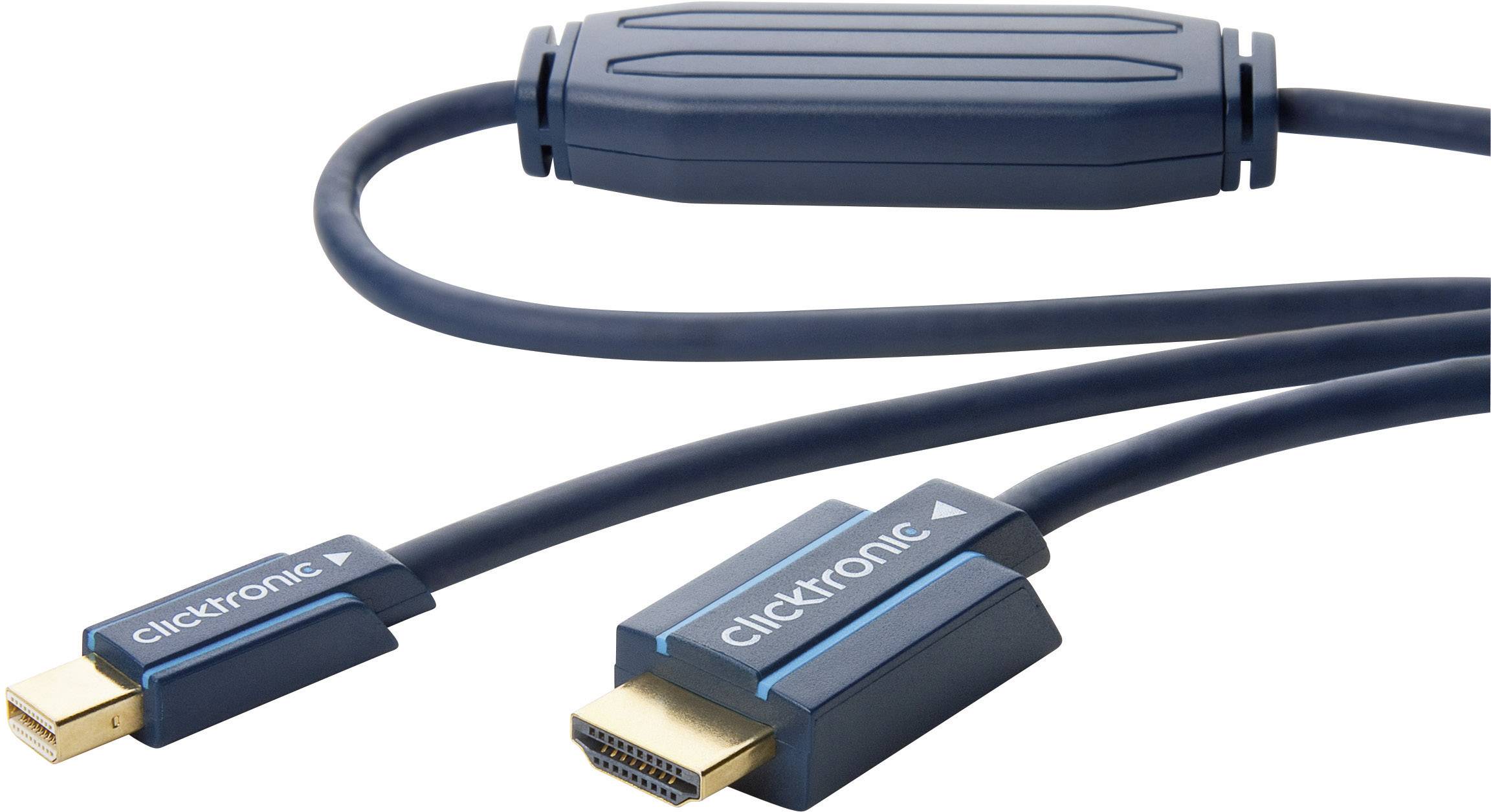 clicktronic DisplayPort / HDMI Anschlusskabel 1.00 m Blau 70742 vergoldete Steckkontakte DisplayPort-Kabel