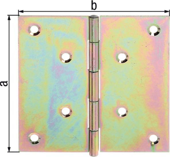 Scharnier H.38mm B.38mm S.0,75mm STA galv.gelb verz.quad.GAH