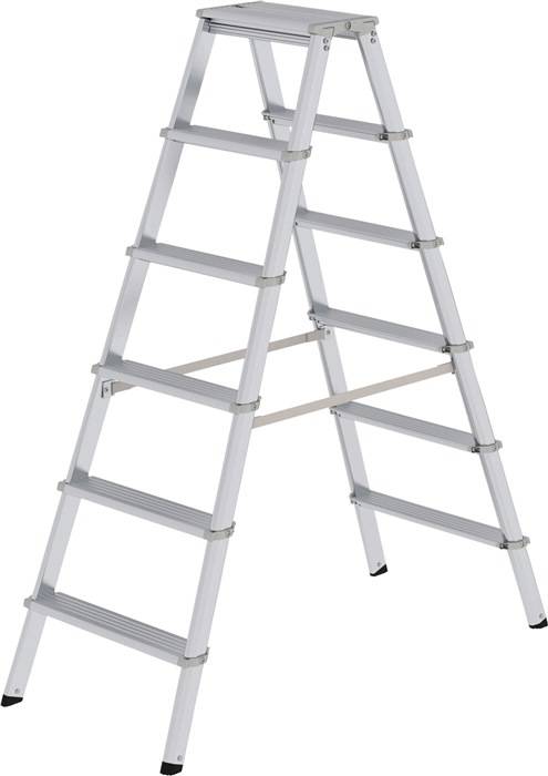 MUNK Günzburger Steigtechnik 11236 Aluminium Stufen-Doppelleiter Arbeitshöhe (max.): 3 m Silber 10.6 kg