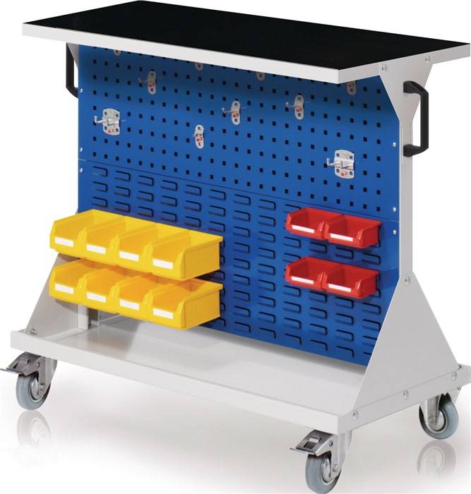 Rollwagen H930xB1000xT500mm lichtgrau/enzianblau KastenxGr.8 x 7,4 x 8
