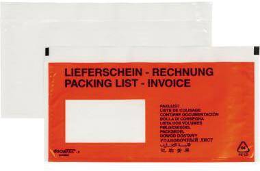 Dokumententasche Lieferschein- Rechnung DL mF sk rt 250 St./Pack.