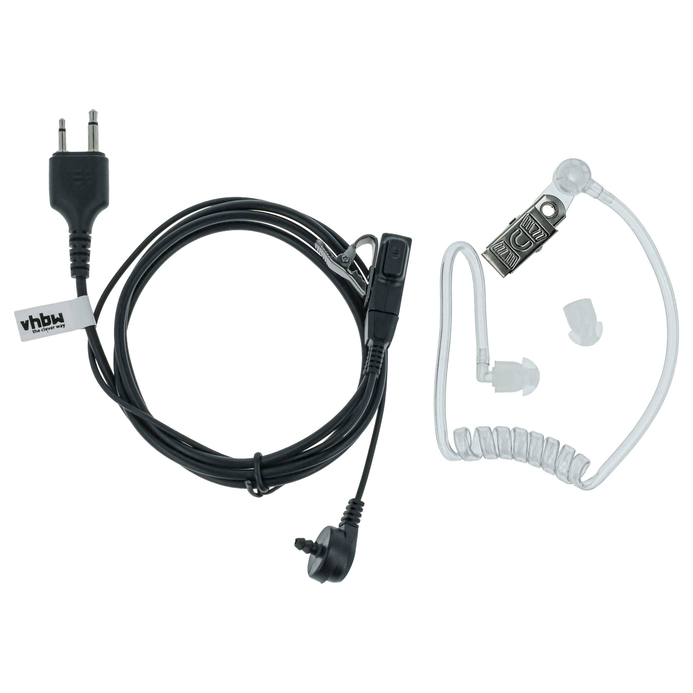vhbw Headset kompatibel mit Icom IC-P2A, IC-P2AT, IC-P3AT, IC-P2E, IC-P2ET Funkgerät mit PTT Mikrofon - transparent