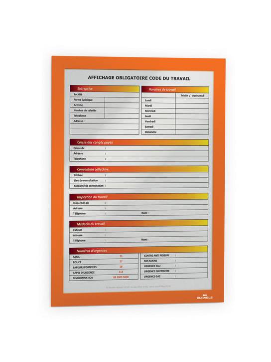 Inforahmen, selbstklebend, DIN A4, BxH 210x297 mm, orange, VE 10 Stück