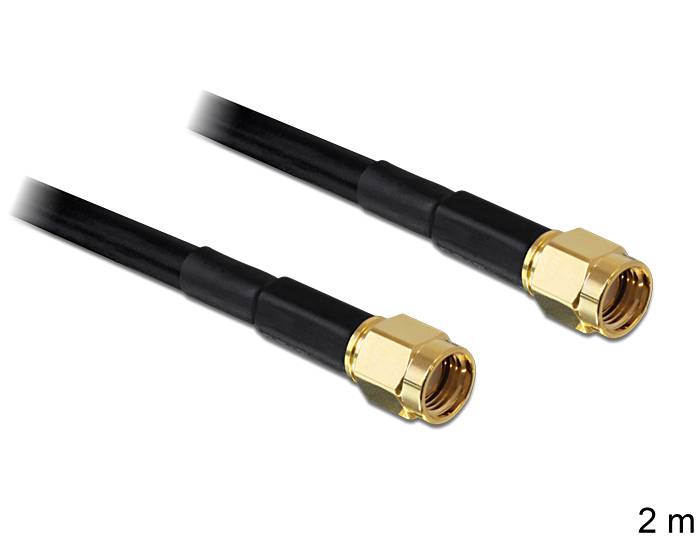 Delock WLAN-Antennen Anschlusskabel [1x RP-SMA-Stecker - 1x RP-SMA-Stecker] 2.00 m Schwarz