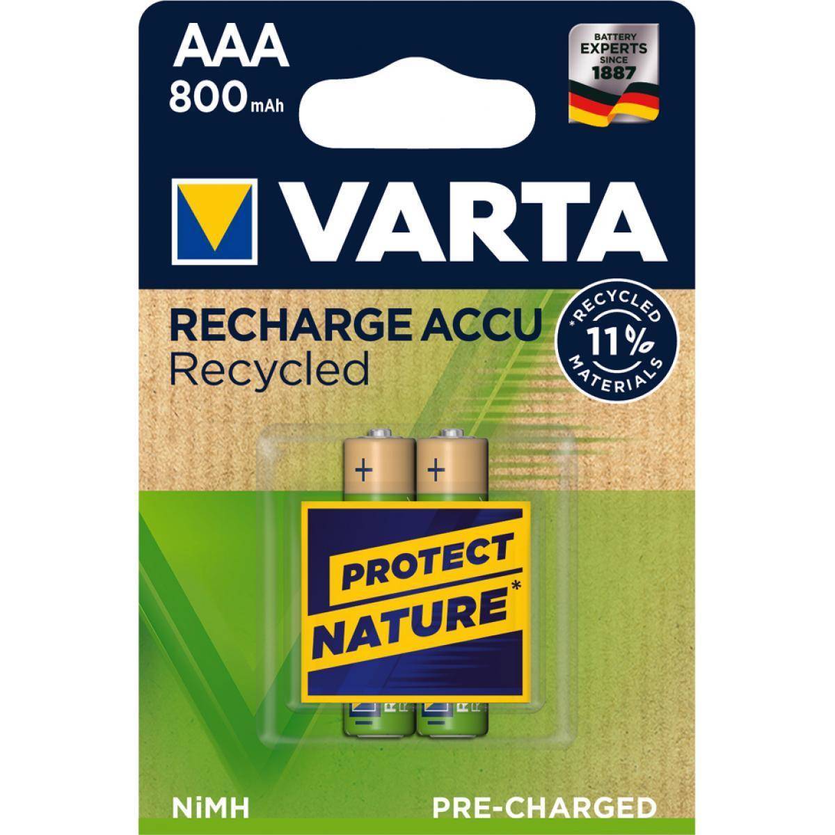 Varta Recharge Accu Recycled 56813 - Batterie 2 x AAA - NiMH - (wiederaufladbar)