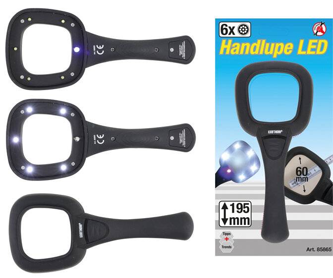 BGS TECHNIC Universal Lupe 85865, mit 6 LEDs, 195 mm