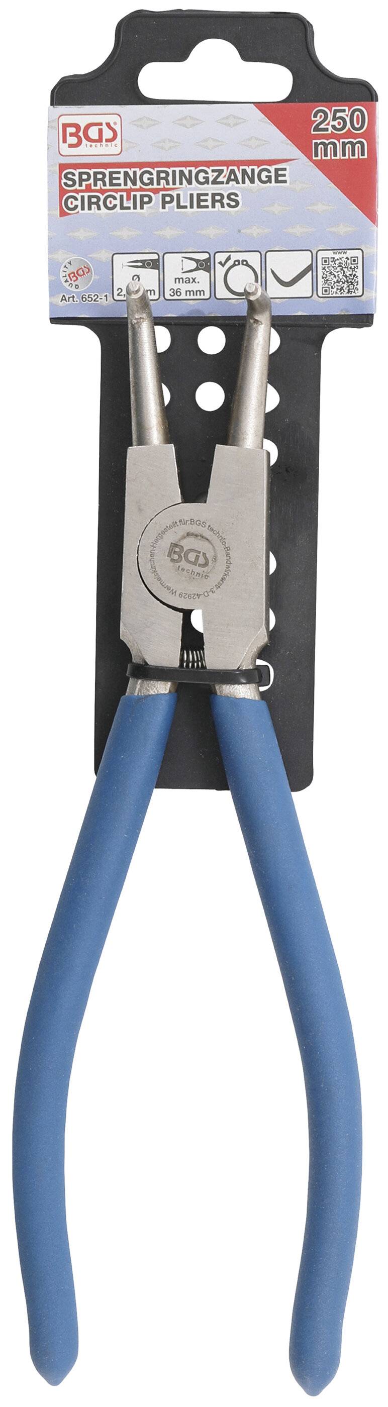 Sprengringzange abgewinkelt für Außensprengringe 250 mm