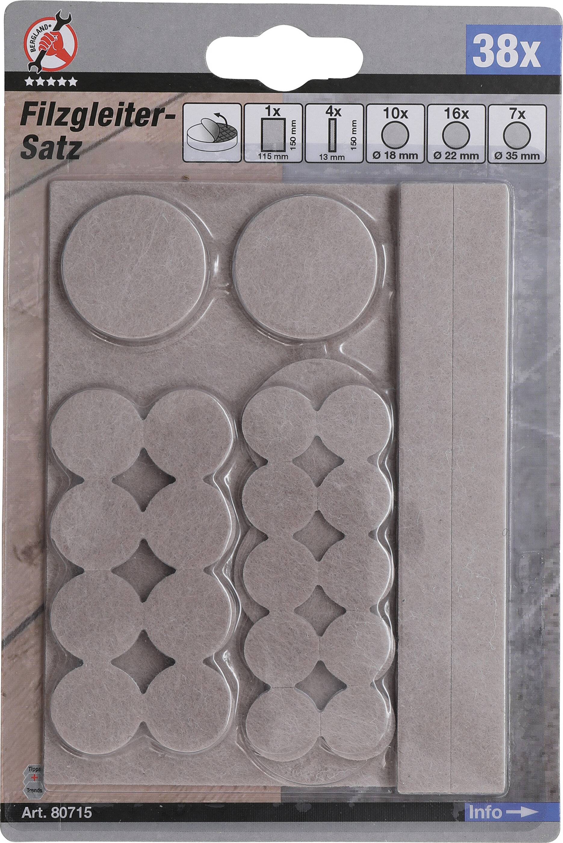 BGS technic Filzgleiter-Satz | beige | 38-tlg.