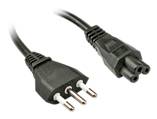 LINDY Strom Anschlusskabel [1x Italien-Stecker - 1x Kleeblatt-Buchse C5] 2.00 m Schwarz