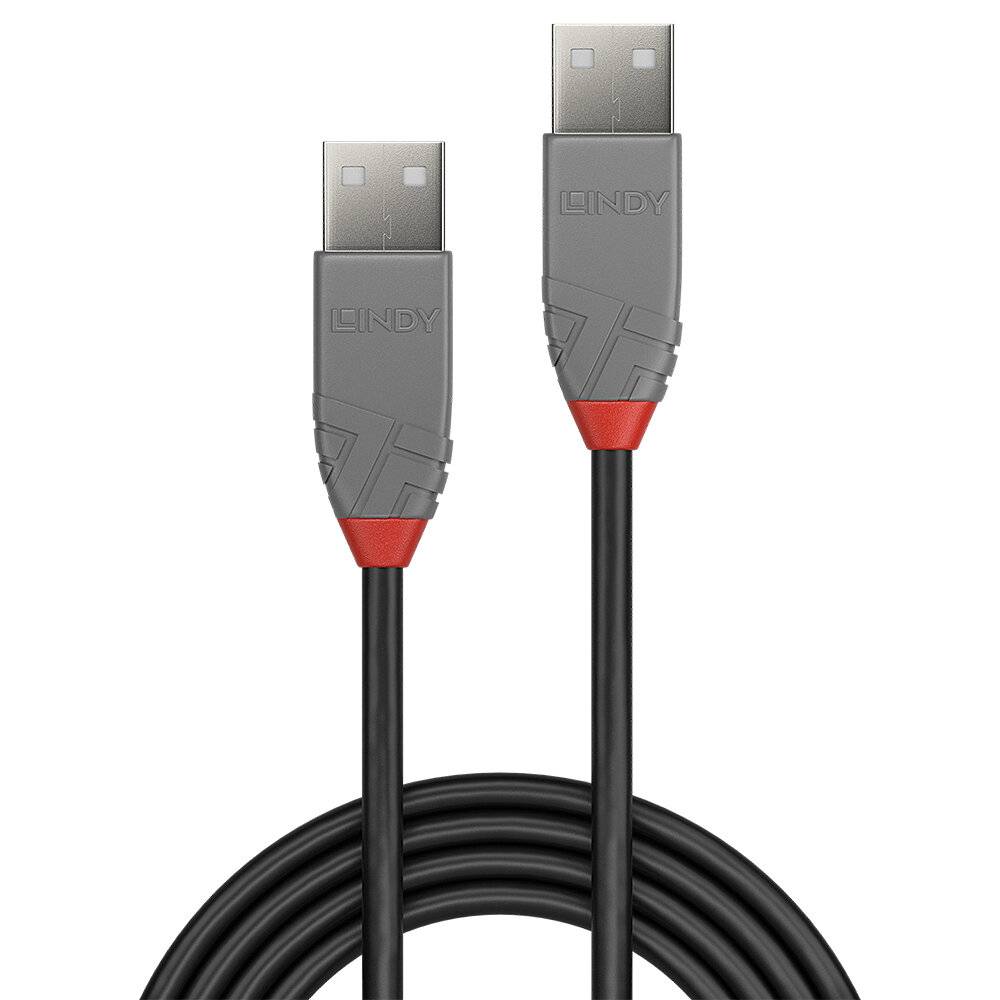 LINDY USB-Kabel USB 2.0 USB-A Stecker, USB-A Stecker 3.00 m Schwarz, Grau 36694