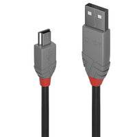 LINDY USB-Kabel USB 2.0 USB-A Stecker, USB-Mini-B Stecker 0.50 m Schwarz, Grau 36721