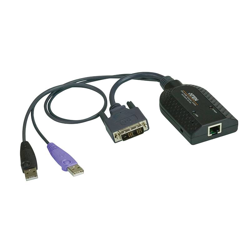 ATEN KVM Adapter [2x USB 2.0 Stecker A, DVI-D Stecker - 1x RJ45-Buchse] 0.20 m Schwarz