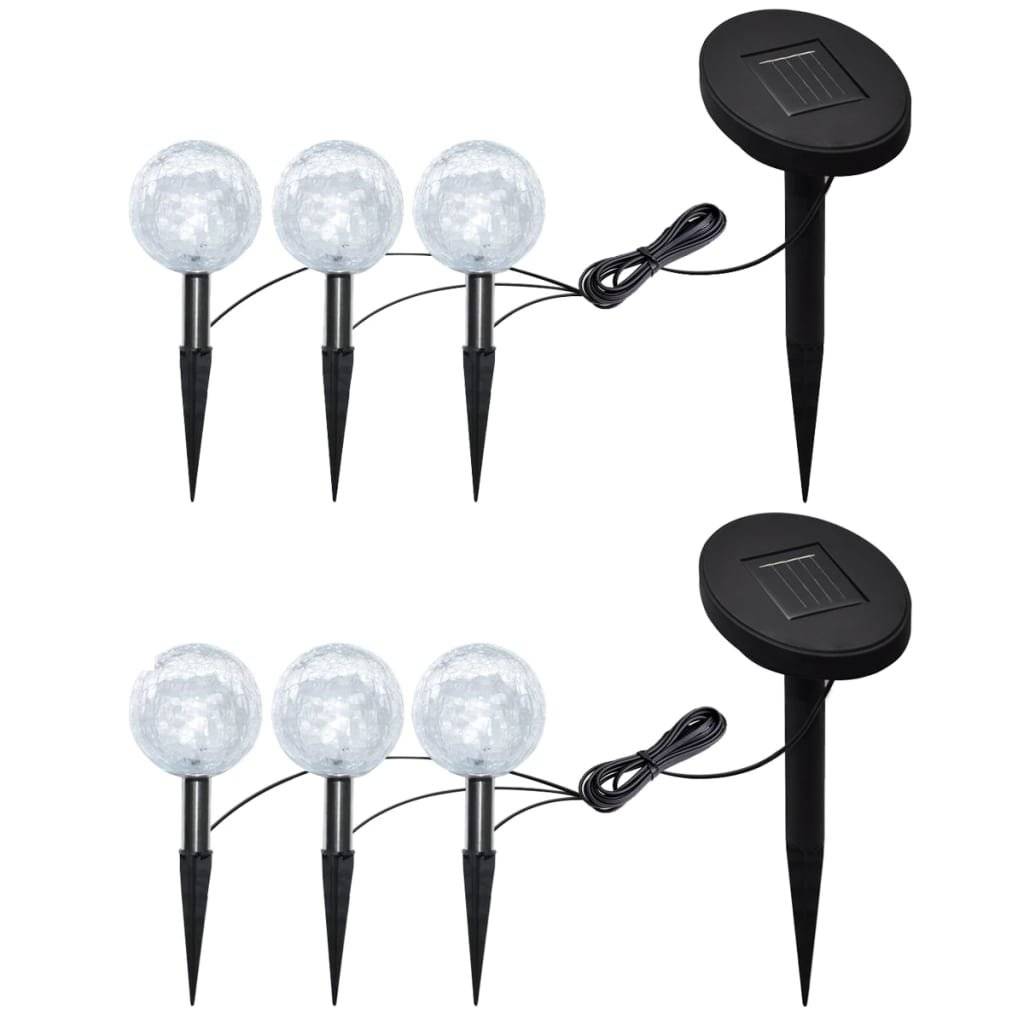 Gartenleuchten 6 Stk. LED mit Erdspießen &amp; Solarmodulen
