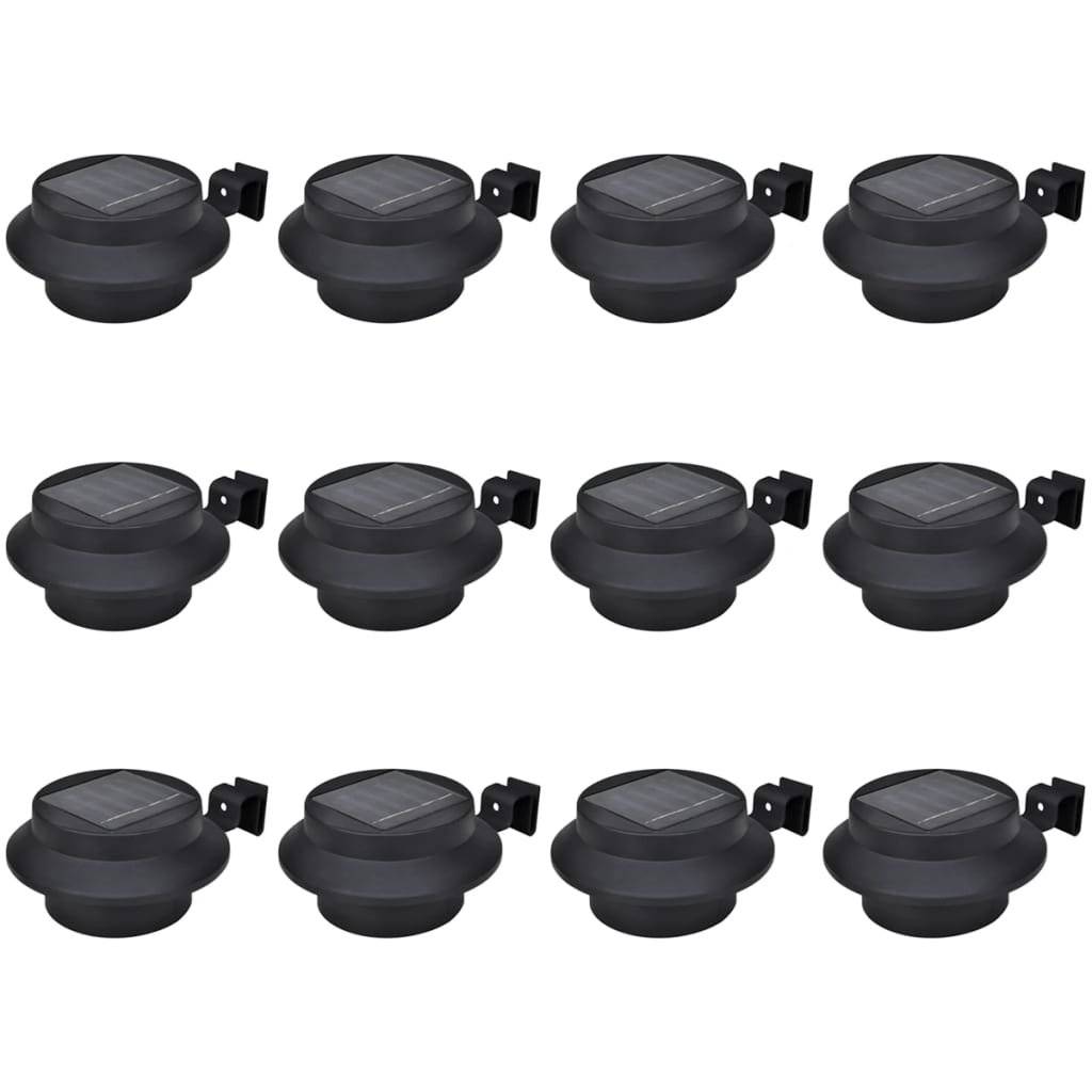 Außenlampe Solar Zaunlichter 12 Stk. LED Schwarz