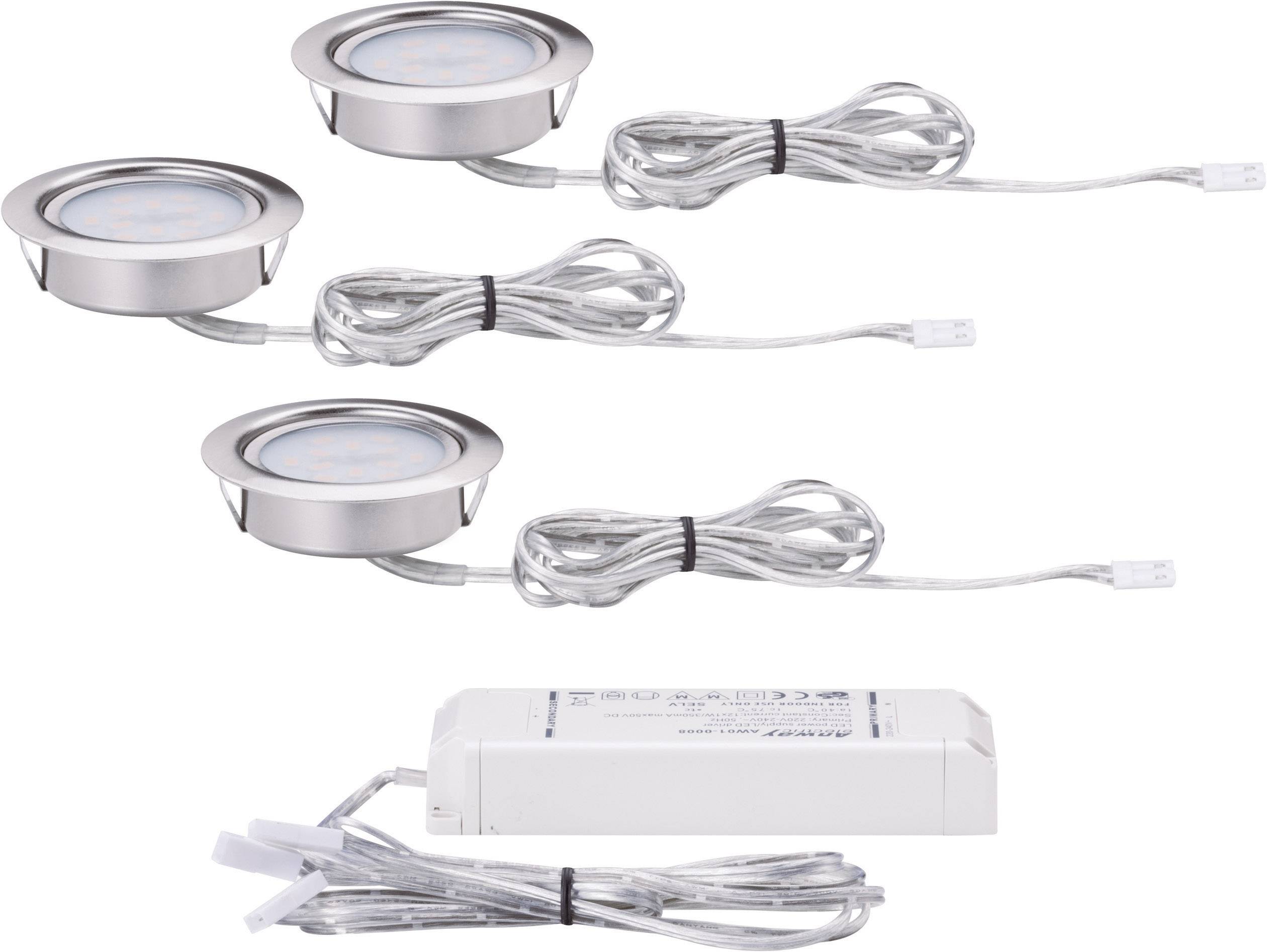 Paulmann 93553 Micro Line LED-Einbauleuchte 3er Set LED LED fest eingebaut 4.5W Eisen (gebürstet)